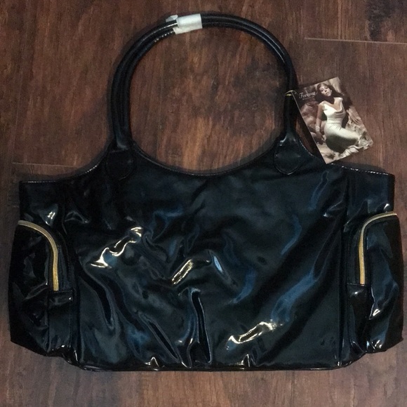 Mariah Carey Black Satchel Bag with Side Zippers - New - Picture 2 of 8